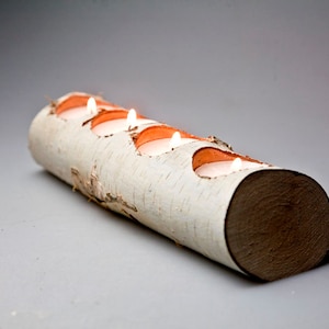 Portacandele in legno di betulla bianca naturale - decorazioni rustiche per matrimoni, decorazioni per la casa, matrimoni in campagna, decorazioni natalizie