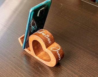 Wooden stand for gift Personalized Phone Stand wood phone holderheart-Valentine's Day-Valentine Gifts Phone stand Cell phone wooden holde