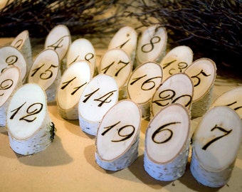 15 Natural Birch Woodburned Table Numbers Wooden Table Numbers-  Wedding Table Numbers - Rustic Table Decor -  - Wedding Reception Decor