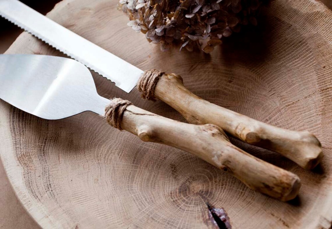 Cake knife set/Rustic cake server/ Wood Wedding knife/ Wedding Etsy