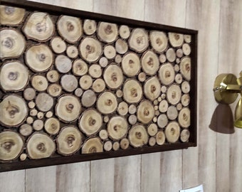 Rustic wall sculpture/sliced wood art/ wood wall art,Wall Wood Art/ reclaimed wood art / Log slices wall/ Sliced Wood Art