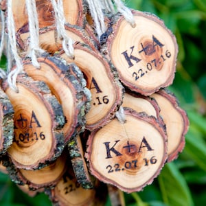 10 the personal Tree Branch tags - Wood Slices - Tree Slices - Wedding Decor - Shop Tags - Text according to your desire