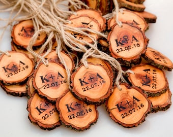 30 the personal Tree Branch tags - Wood Slices - Tree Slices - Wedding Decor - Shop Tags - Text according to your desire