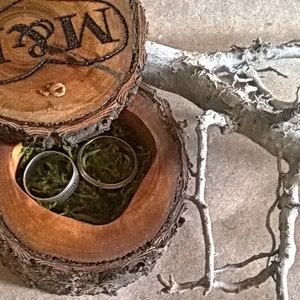 Ring bearer Box,Wood Anniversary Gif,moss under rings,Custom Ring Box,wedding valentines wooden ring box