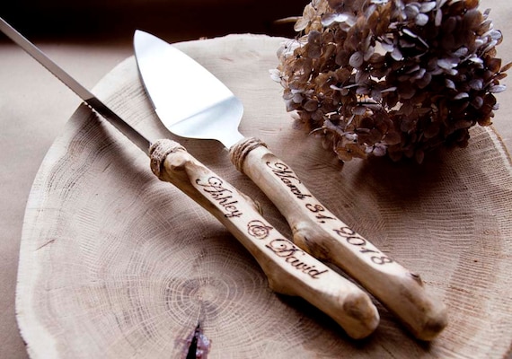 Wooden cake cutting set sale