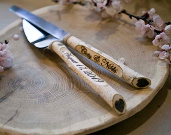 Wedding knife set/ Wedding server set/ Wedding set/Cake servers/ Cake knife set/Wedding Cake Servers & Knives /Rustic knife server