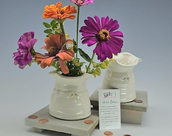 Ikebana Flower Vase, Bud Vase, Lucky Penny Wishing Vase, Handmade Flower Vase, Small Flower Vase, Mother Vase, Shower Gift