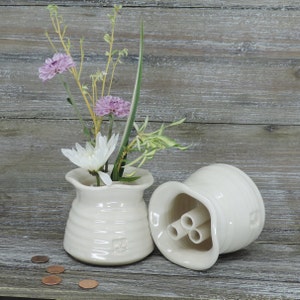 Ikebana Vase, White Glazed, Handmade Ikebana Pottery, Make a Wish Gift, Single Flour Vase, Farmhouse White Wish Pot Vase