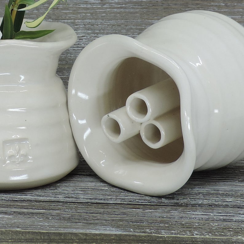 Ikebana Vase White Glazed Handmade Ikebana Pottery Make a Etsy