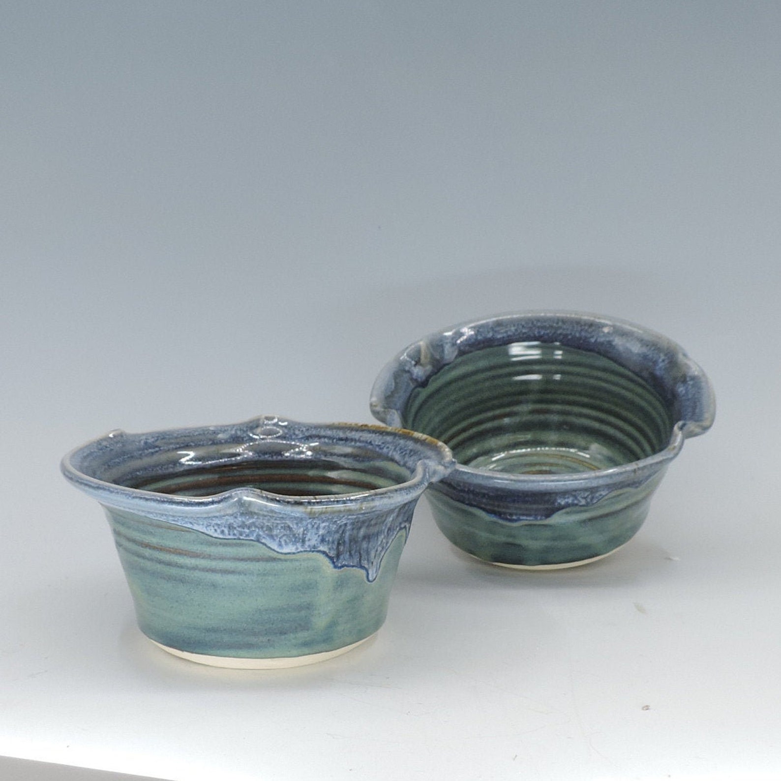 Bread Pot Blue Glazed Pottery Bread Bowl Small Bread Baking Etsy