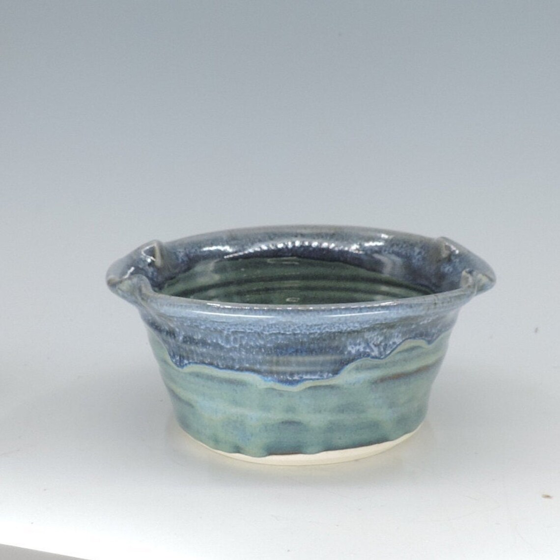 Bread Pot Blue Glazed Pottery Bread Bowl Small Bread Baking Etsy