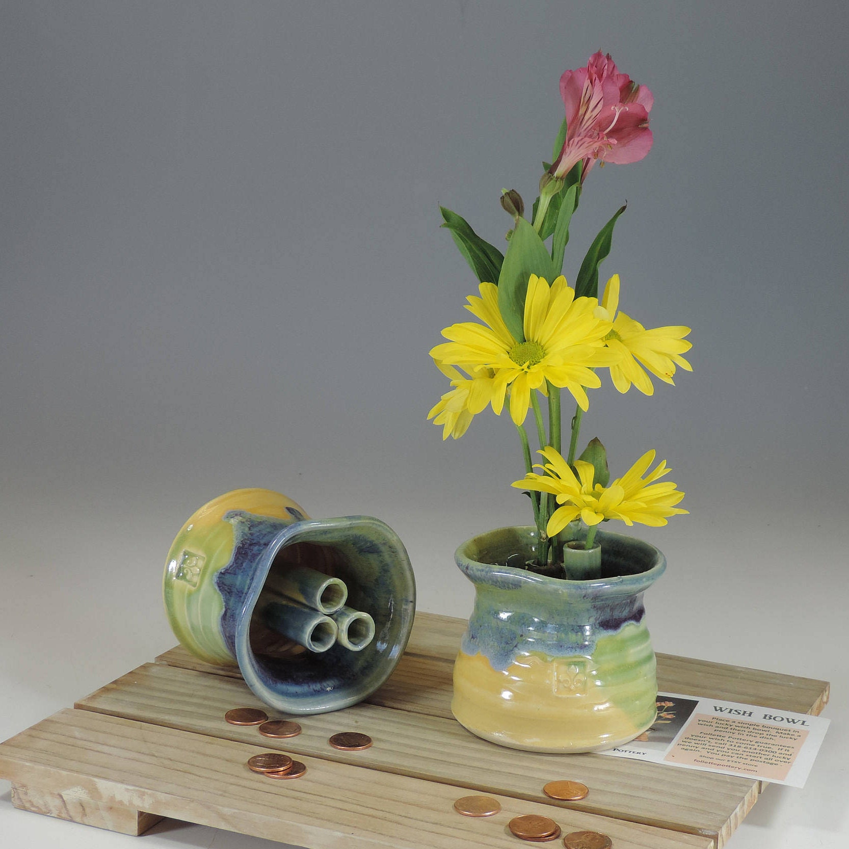 Ikebana Wish Bowl yellow/green/purple Etsy