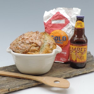 Bread Pot, Recipe & Ready to Ship, Beer Bread Crock, Sourdough Bread Pot, Farmhouse White Glazed, Gift Basket, Kitchen Bowl