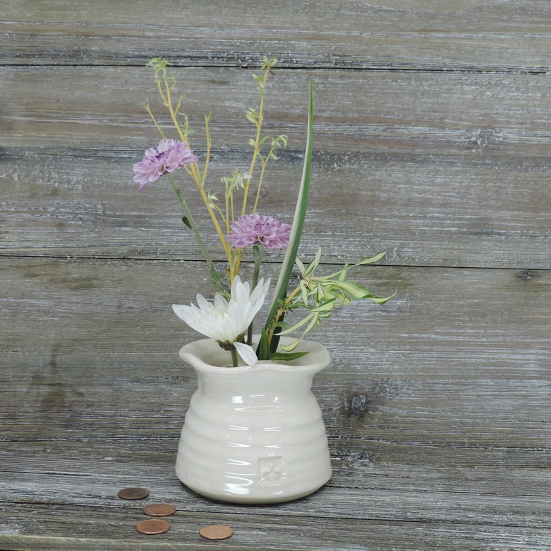 Ikebana Vase White Glazed Handmade Ikebana Pottery Make a Etsy