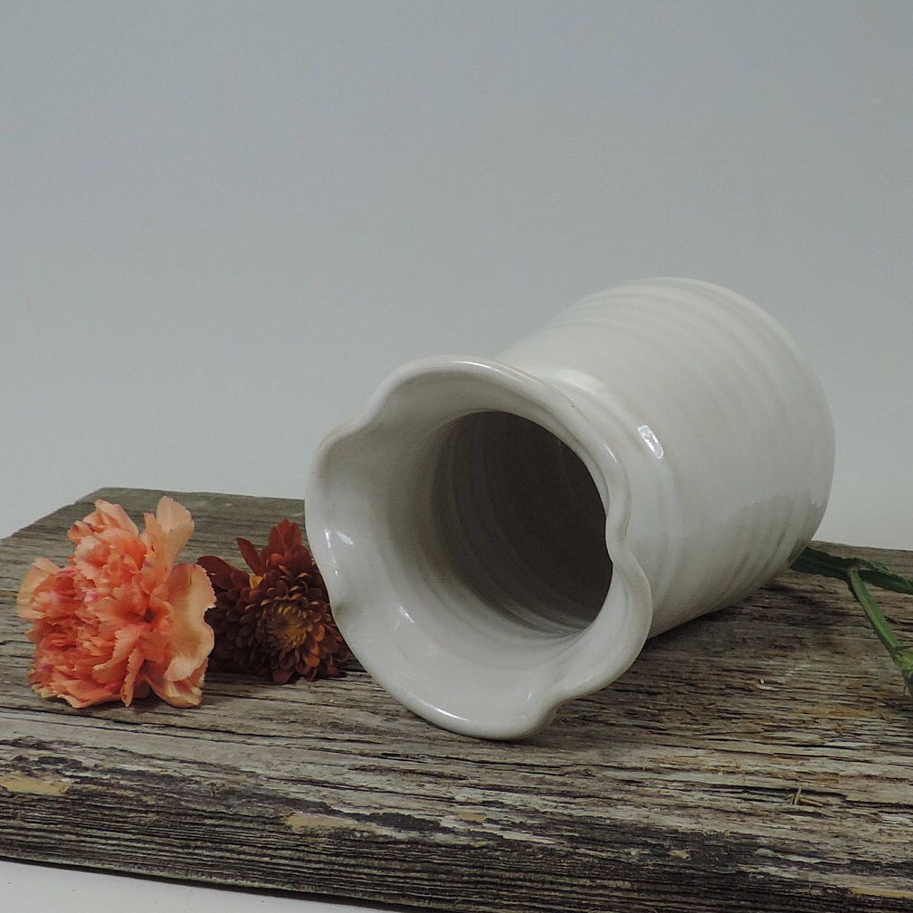 Flower Vase White Milk Jug Vase Hand Made Farm House White Etsy