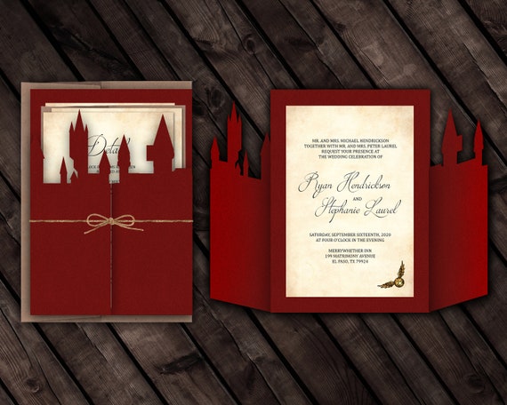 Harry Potter Inspired Gatefold Wedding Invitation Template Diy Etsy