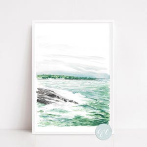 Coastal wall art, Maine travel art print, Acadia National Park art print, blue, Seascape, Landscape art, coastal decor, living room, giclee