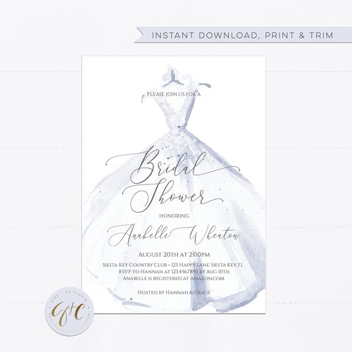 Bridal Shower Invitation Template Minimal Bridal Shower Etsy
