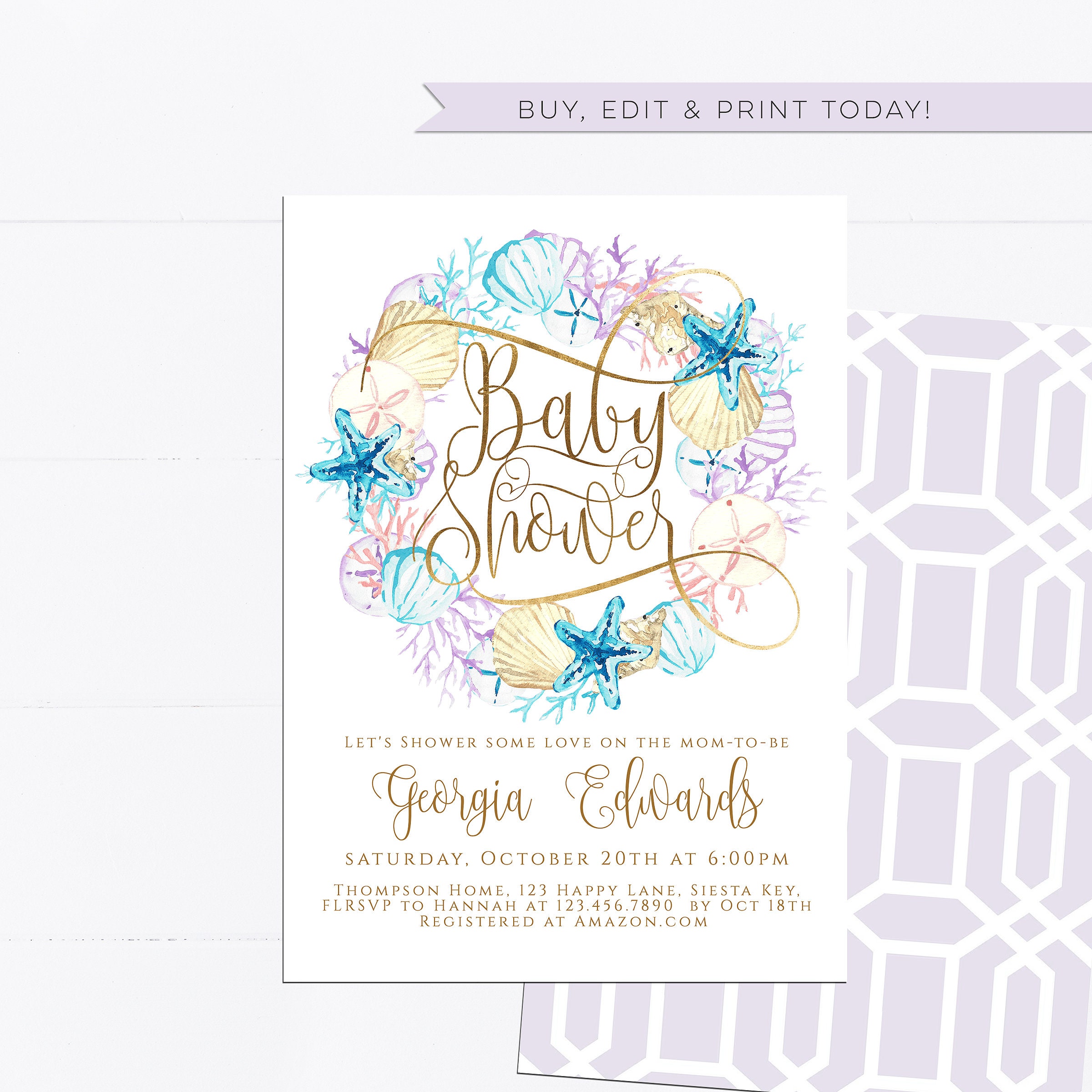 Templates Paper Script Baby Shower Invite Modern Calligraphy Baby