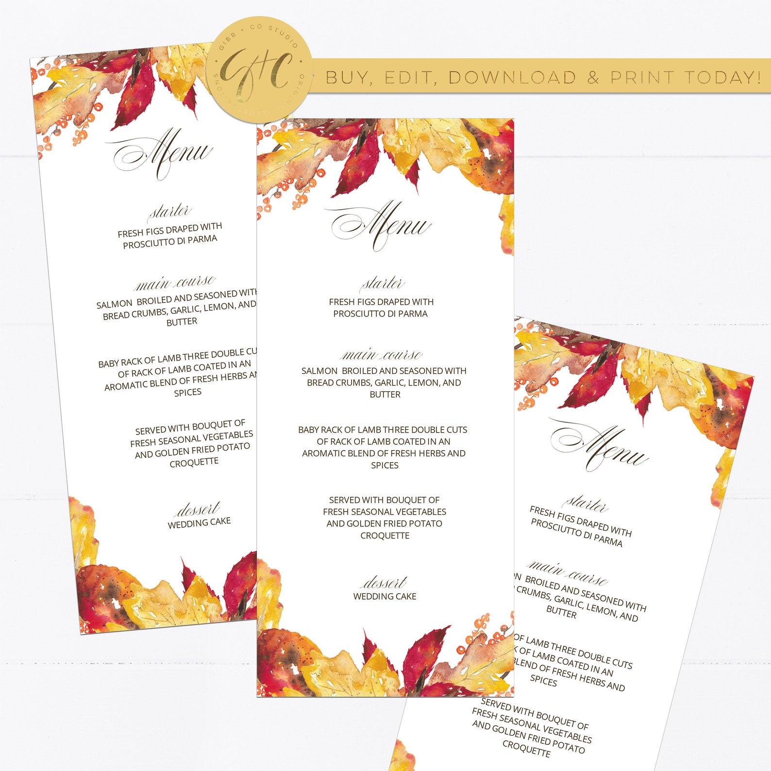 Fall Menu Template Fall Menu Template