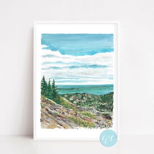 Cadillac Mountain art print, Maine travel art print, Acadia National Park art print, Seascape, Landscape art, coastal wall art, coastal art