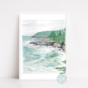 Coastal wall decor, Maine travel art print, Acadia National Park art print, blue, Seascape, Landscape, coastal decor, living room, giclee