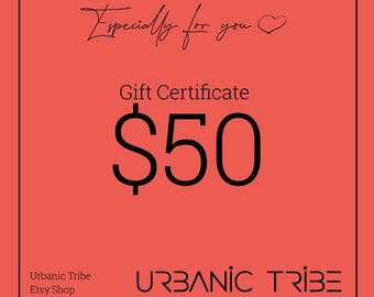 Electronic 50 USD Gift Certificate, Last Minute Holiday Gifts, Xmas Gift Ideas, E-Card Certificate, Handmade Gifts, Surprise Gift