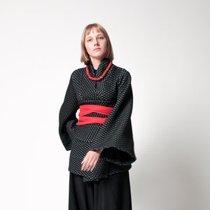 Red quilted Obi Belt, Winter Sash, Japanese Style Belt, High Waist Belt, Waist Tie Belt, Unique Belts, Obi Wrap Belt