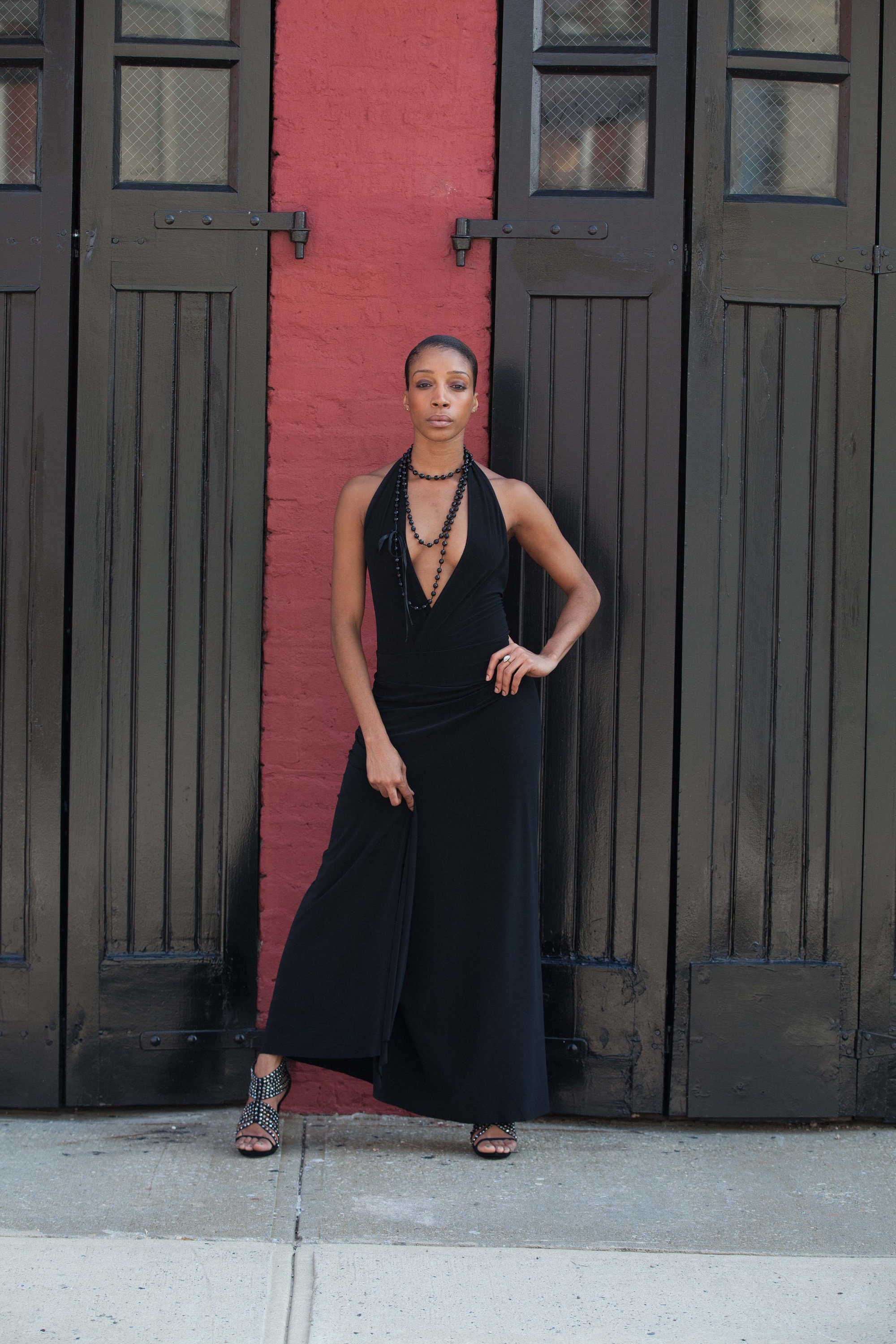 slim fit dress slacks Erika Peña Lola Bohemian Halter Maxi Dress Black / O/S main image 1