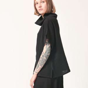 Loose Oversize Black Cotton Top Black