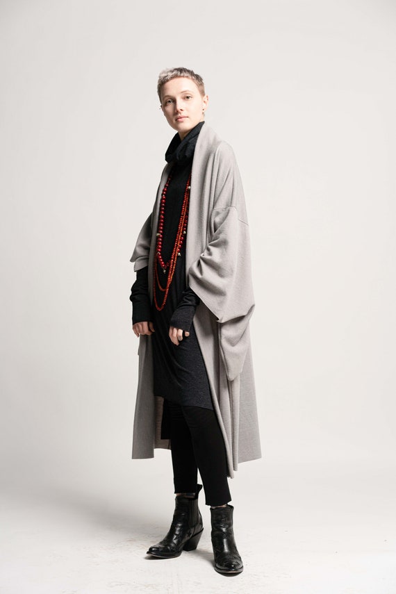 Japanese Haori Jacket, Kimono Oversize Cardigan, Grey Urban Kimono