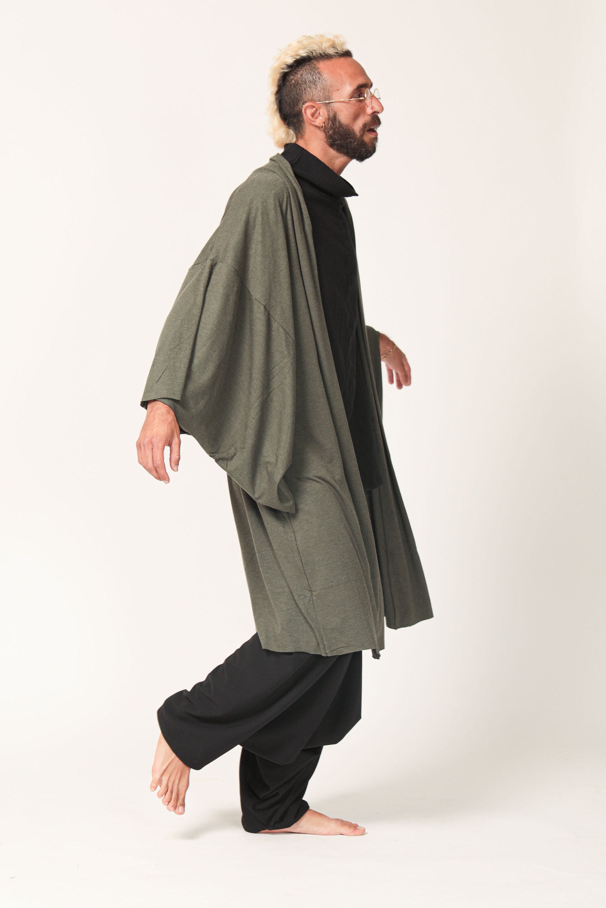 Unisex Green Haori Jacket Men's Kimono Jacket Japanese - Etsy