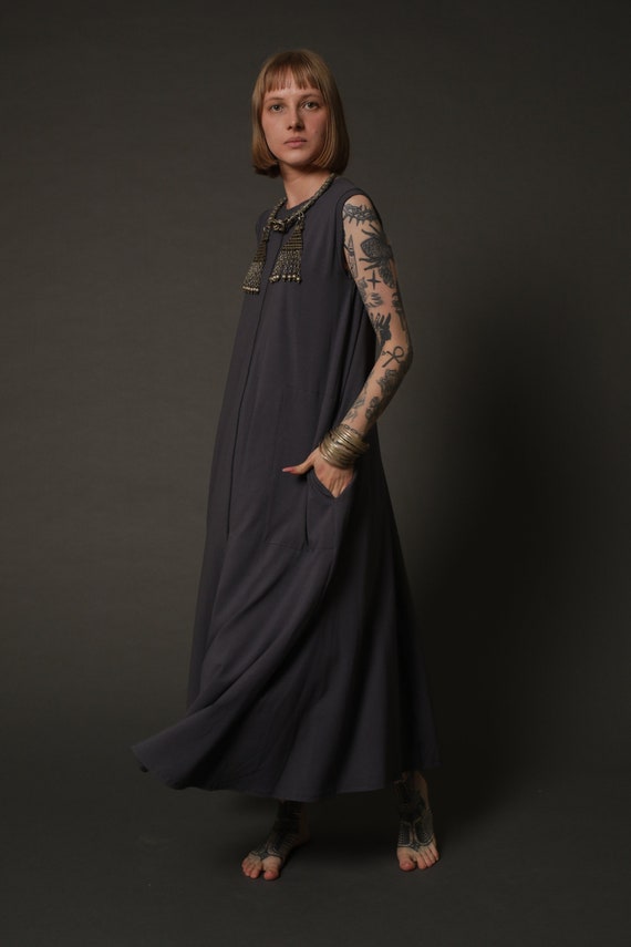 oversized maxi dress with pockets Sinzelimin Plus Size Dresses for Women Sleeveless Adjustable Straps Oversized Pleated Maxi Dress Loose Pocket Casual Sundress Beige X-Large at Amazon Women's Clothing store
