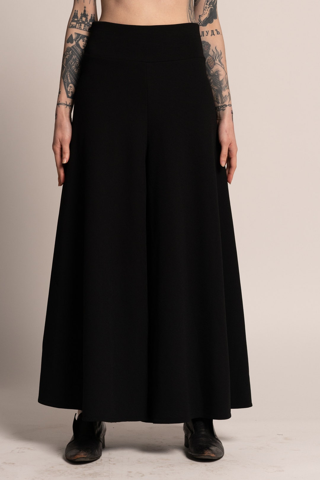 Black Wide Leg Palazzo Pants Women Evening Elegant Skirt - Etsy