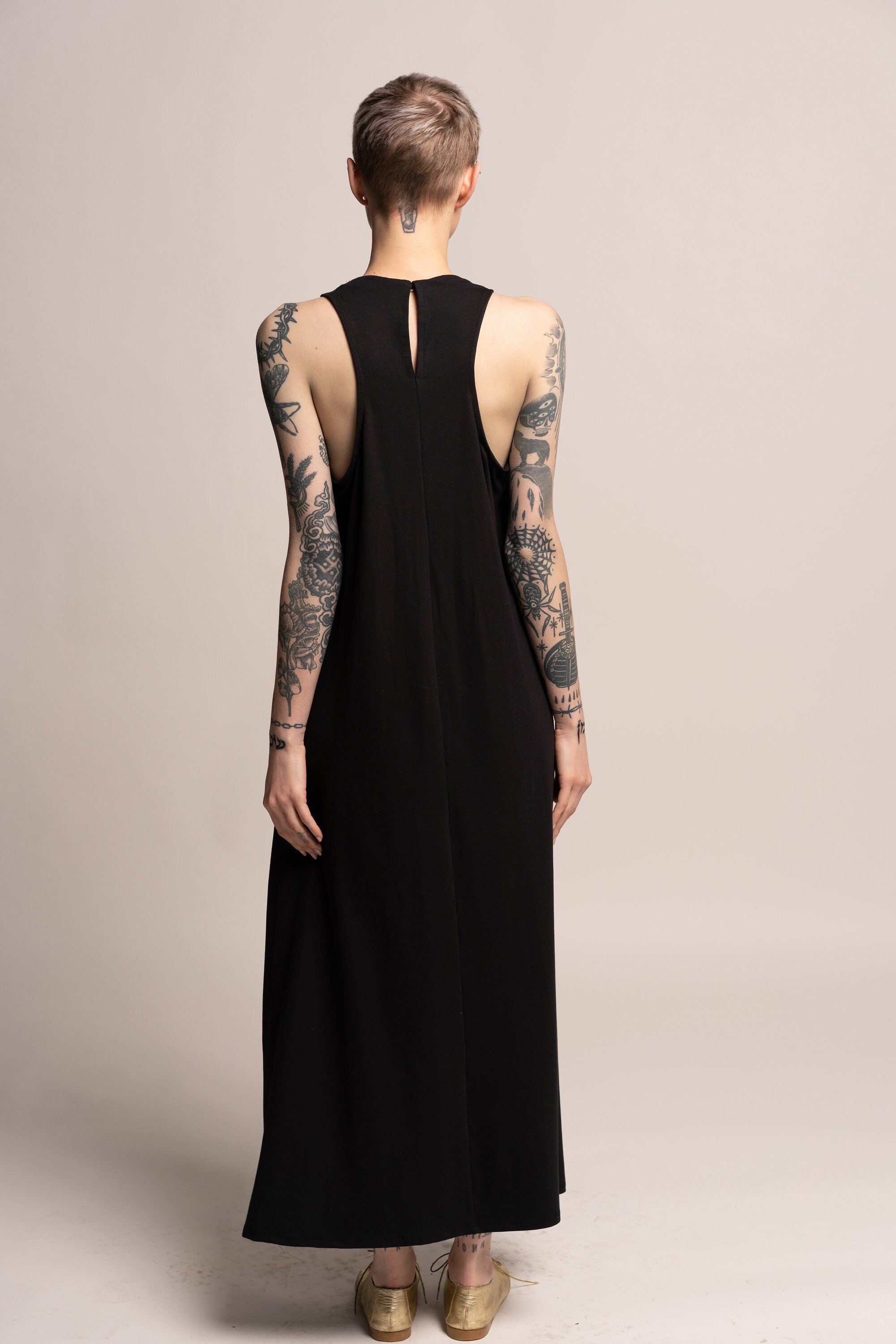 Black Tank Maxi Dress Sleeveless High ...