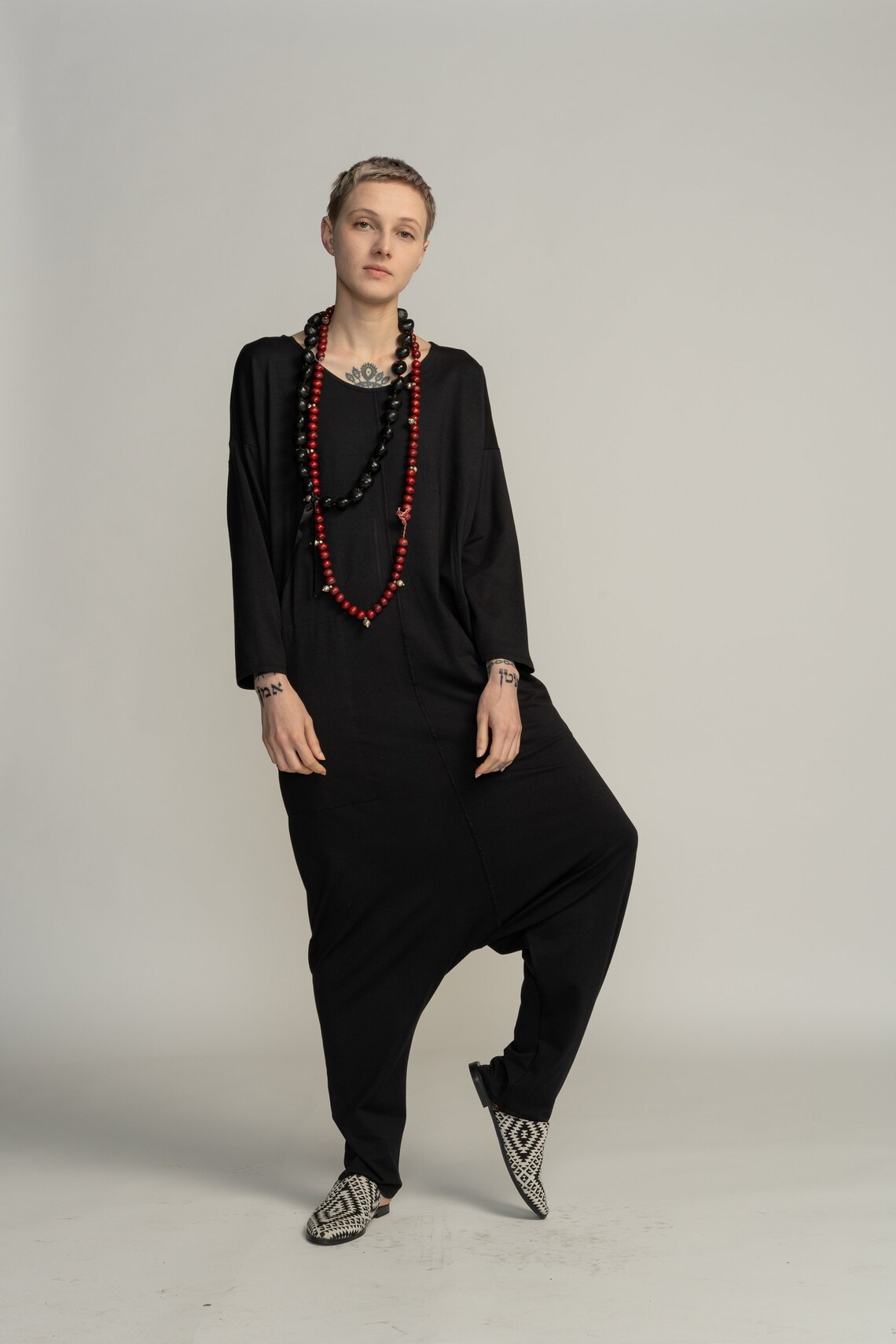 5212274 Black Harem Cropped Jumpsuit