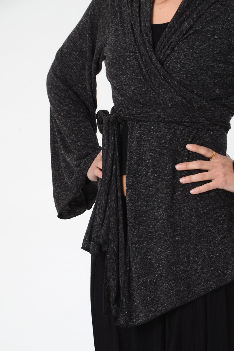 Kimono Cardigan, Gray Wrap Top, Women's Boho Kimono Top, Wrap Cardigan