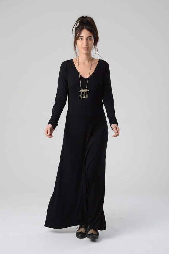 Maxi Dress, Black Dress With Pockets, Long Sleeve Dress, Loose Tribal Festival Dress, V Neck Maxi Dress, Black Dress, Spring Fashion Dress - Etsy Maxi Dress, Black Dress With Pockets, Long Sleeve Dress, Loose Tribal Festival Dress, V Neck Maxi Dress, Black Dress, Spring Fashion Dress - Etsy