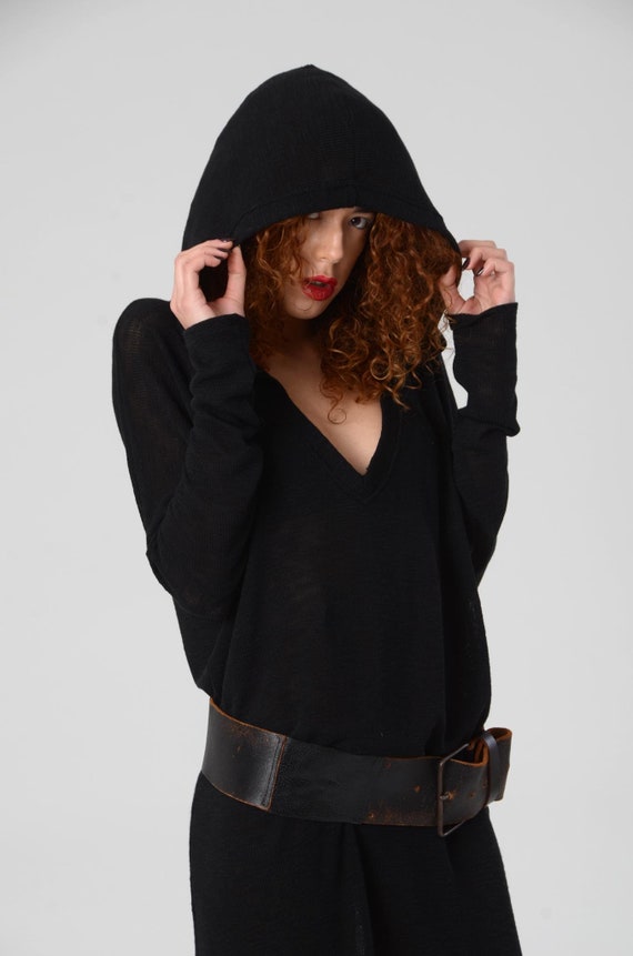 oversized hoodie dress black Oversized Half-Zip Hoodie Dress main image 0