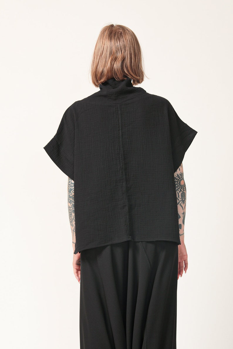 Loose Oversize Black Cotton Top image 6