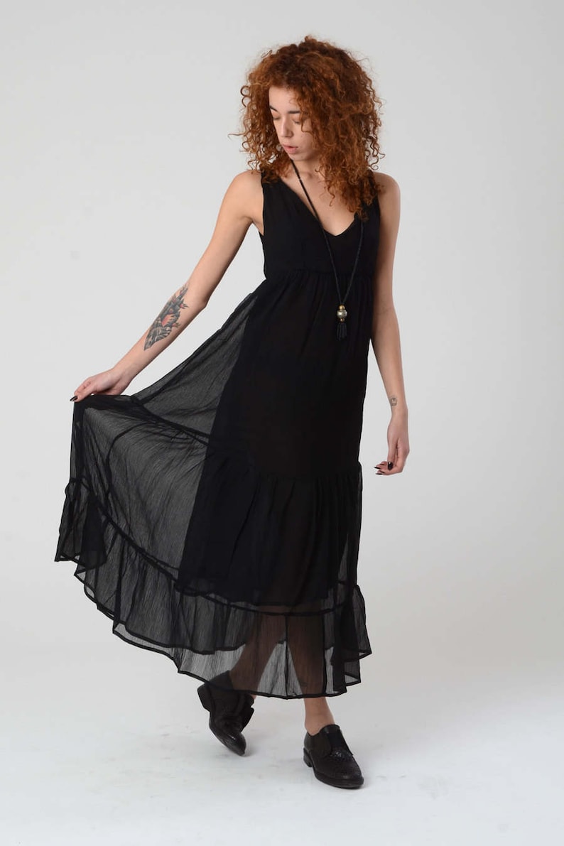 Black Maxi Chiffon Dress