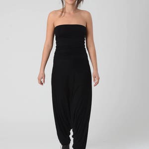 Black Harem Jumpsuit, Woman's Bohemian Strapless Jumpsuit, Women's Tribal Romper, Jumpsuits For Women, Long Strapless Woman Romper image 6