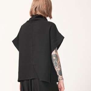 Loose Oversize Black Cotton Top image 5