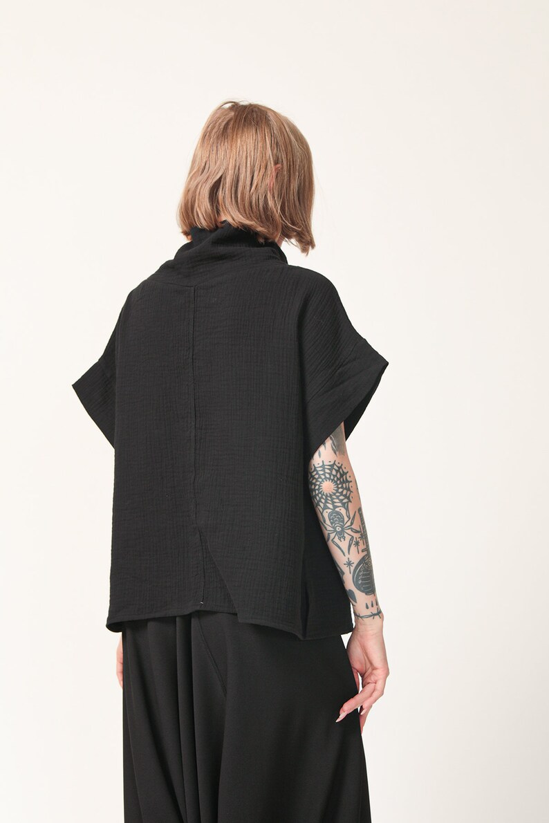 Loose Oversize Black Cotton Top image 5