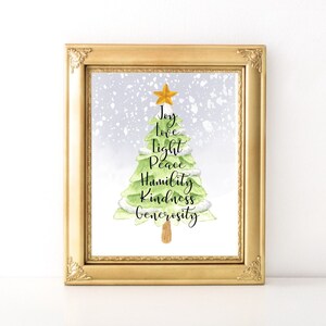 Christmas Tree Print / Every Day Spirit / Inspirational Quote / Joy Love Peace / Holiday Quote / Holiday Gift / Christmas Uplifting Gift