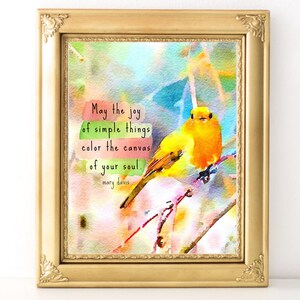 Joy Yellow Bird Print / Every Day Spirit / Inspirational Quote / Wall Art / Words of Wisdom / Encouraging Quote / Dorm Decor / Joy Quote