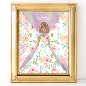 Garden Guardian Angel Print / Every Day Spirit / Inspirational / Angel Art / Spiritual Gift / Encouragement / Cancer Gift / Angel Watercolor