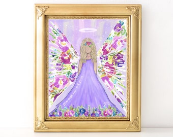 Purple 6th Chakra Angel Print / Every Day Spirit / Inspirational / Angel Art / Spiritual Gift / Encouragement /Cancer Gift /Angel Watercolor