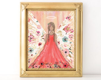 Red 1st Chakra Angel Print / Every Day Spirit / Inspirational / Angel Art / Spiritual Gift / Encouragement / Cancer Gift / Angel Watercolor