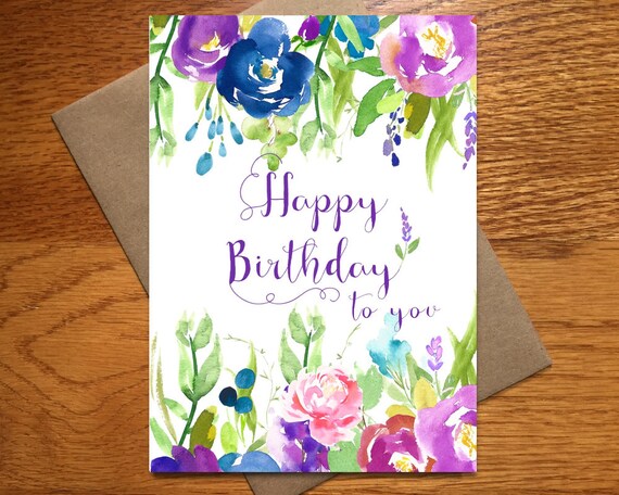 Every Day Spirit Watercolor Happy Birthday Card For Her Etsy